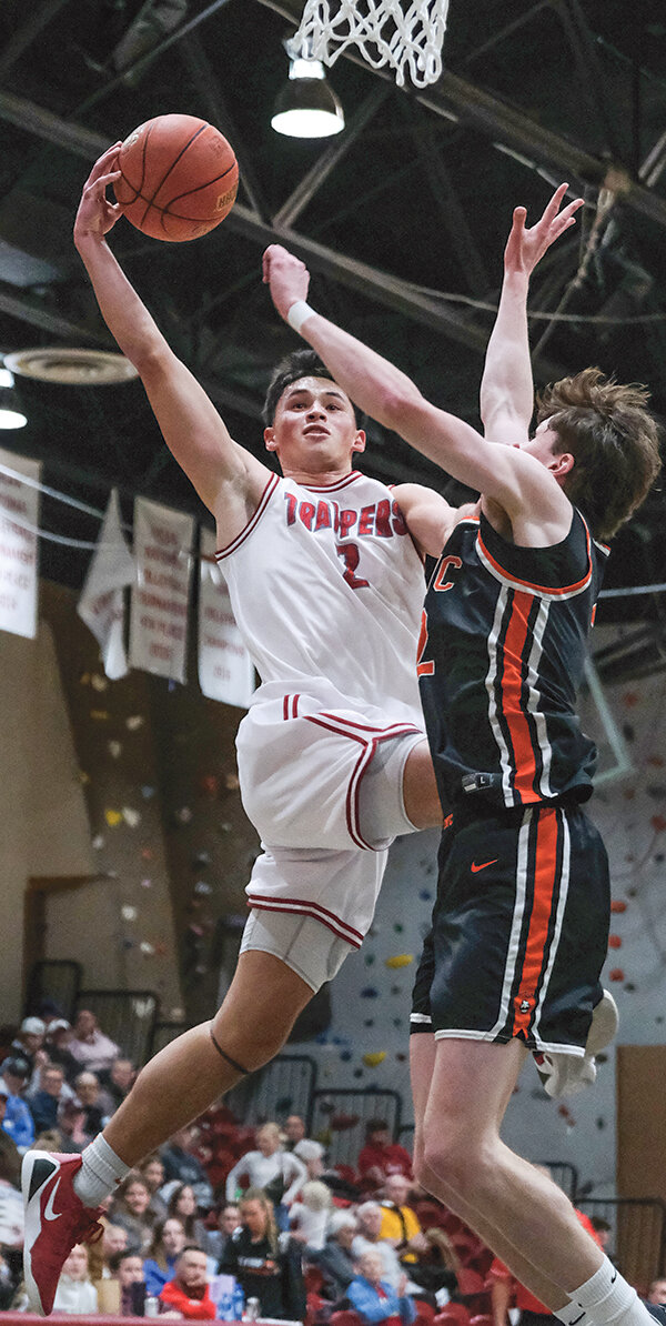 Mateo Trujillo led the Trappers in the final regular season contest with 14 points against Western Wyoming. Trujillo is pictured during a home win over Central Wyoming in February.