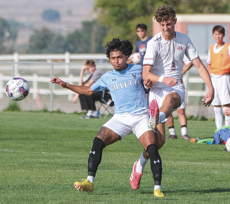 Josh Hatton crosses the ball in against the Pronghorns on Friday. He recorded two assists in the 2-0 win to help Northwest earn a weekend split.